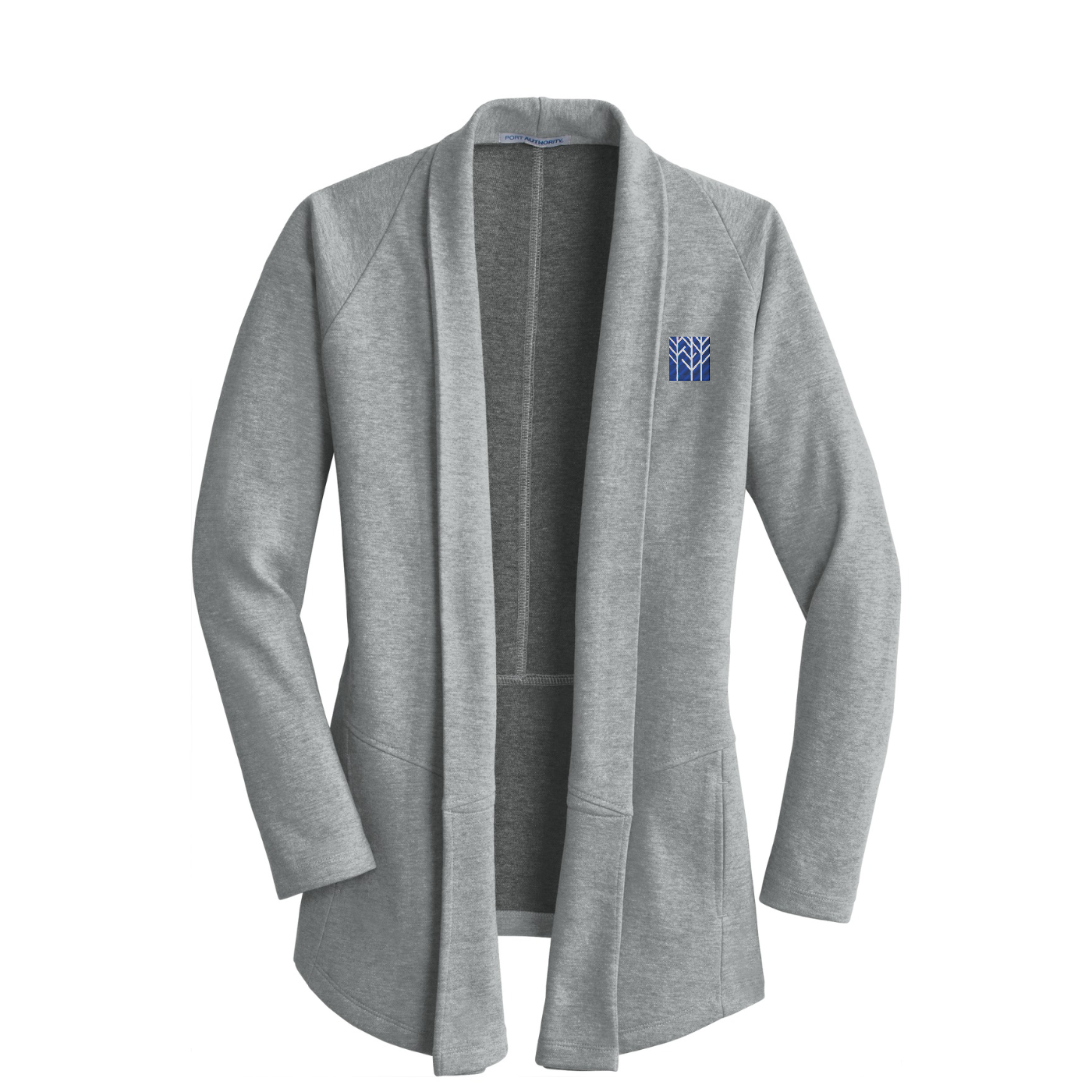 Port Authority Women's Interlock Cardigan — Medium Heather Grey/ Charcoal Heather