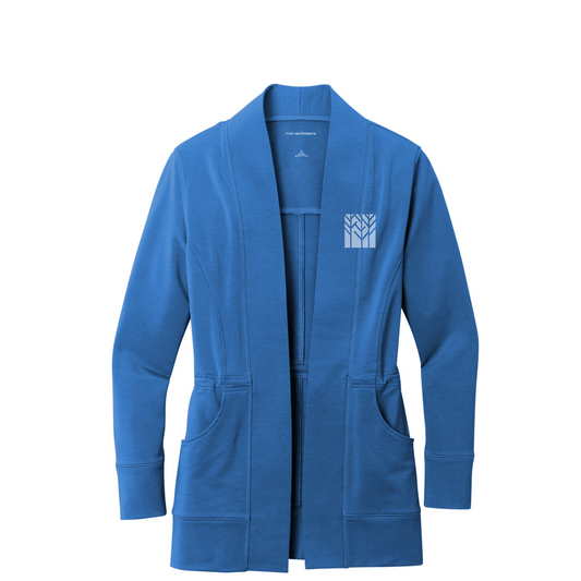 Port Authority Women's Microterry Cardigan — Aegean Blue