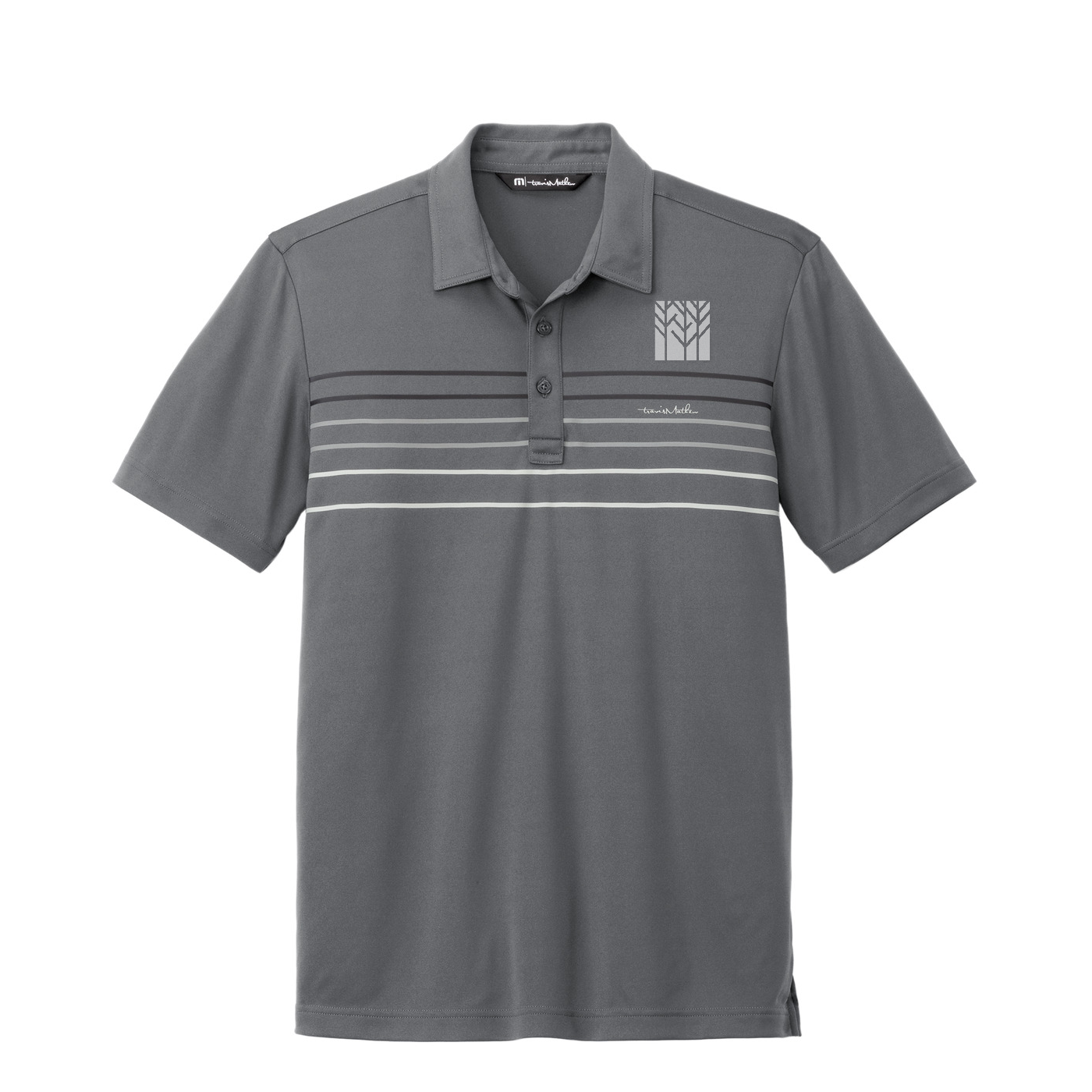 TravisMathew Coto Performance Chest Stripe Polo — Dark Grey