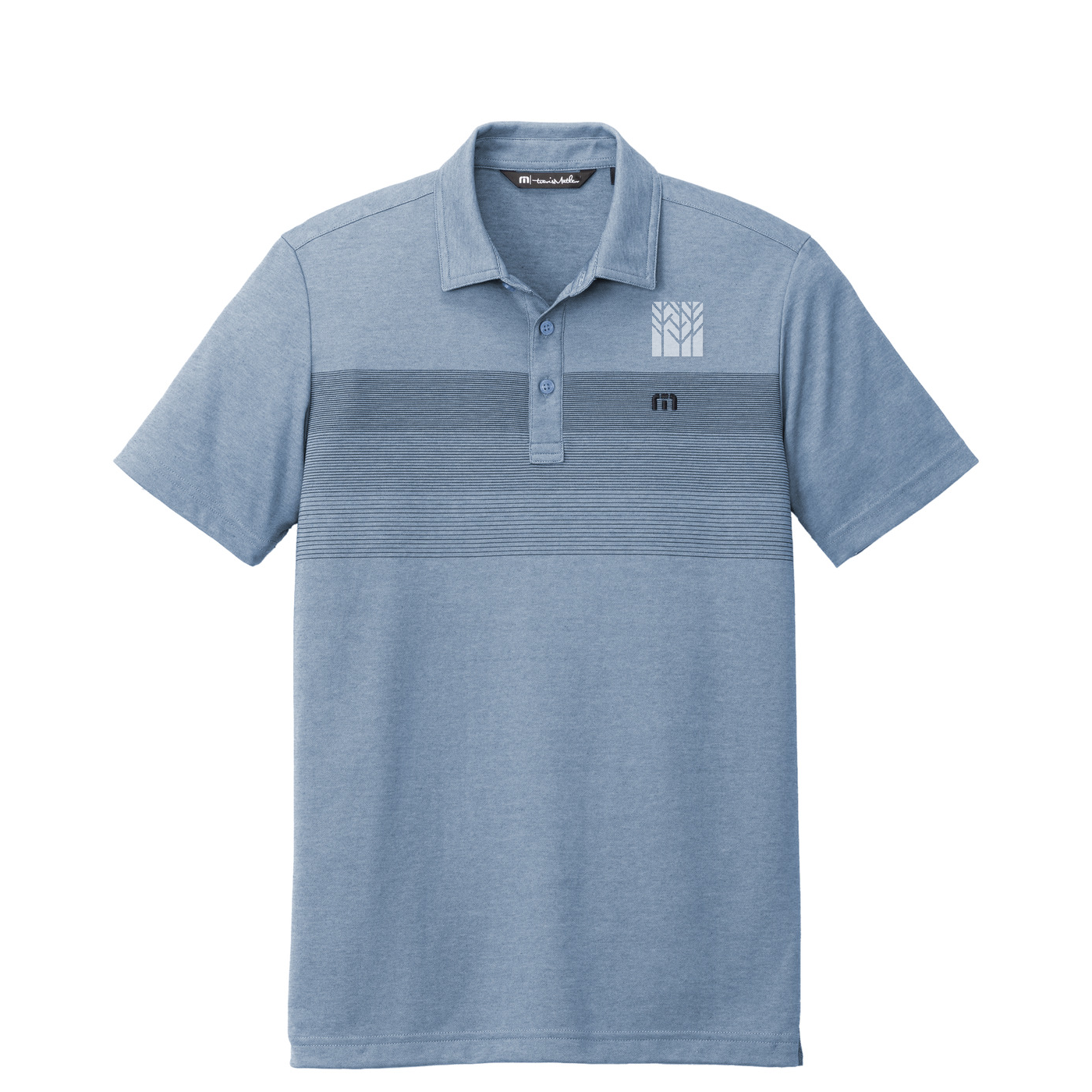 TravisMathew Coastal Chest Stripe Polo — Opal Blue Heather
