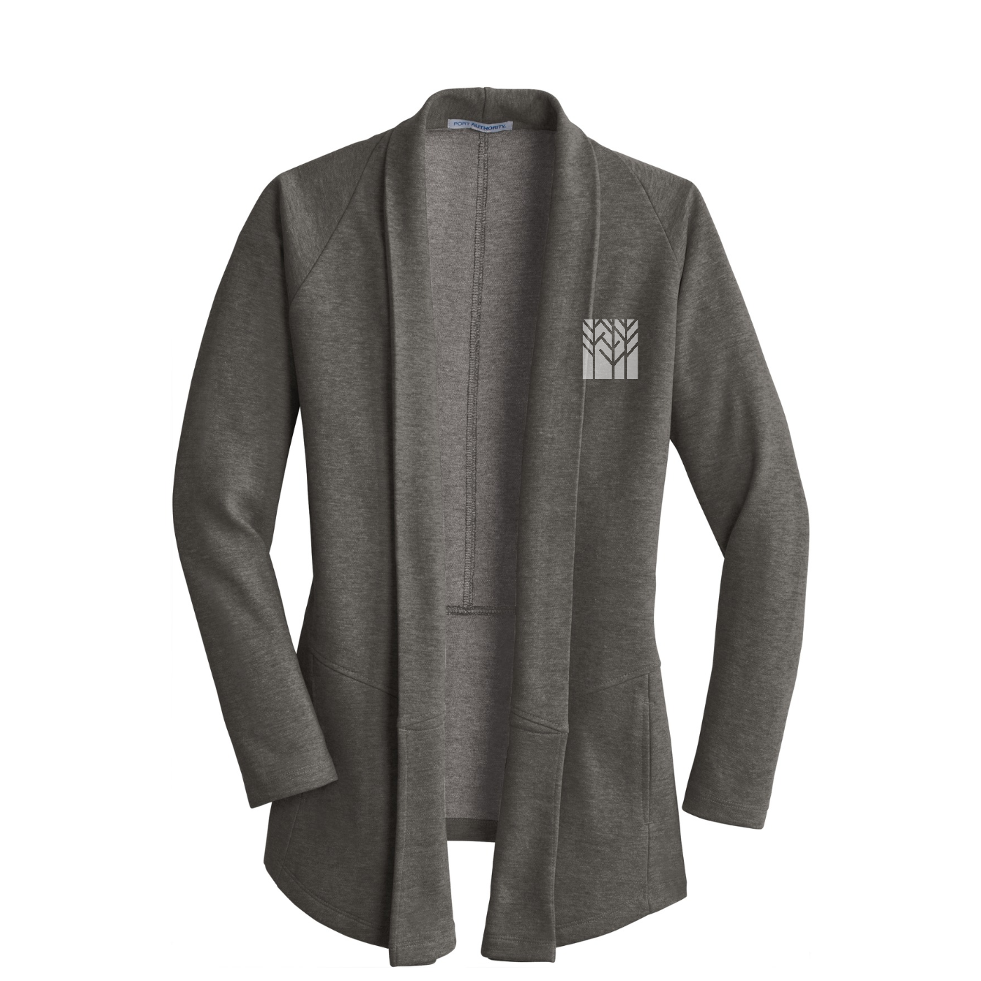 Port Authority Women's Interlock Cardigan — Charcoal Heather/ Medium Heather Grey