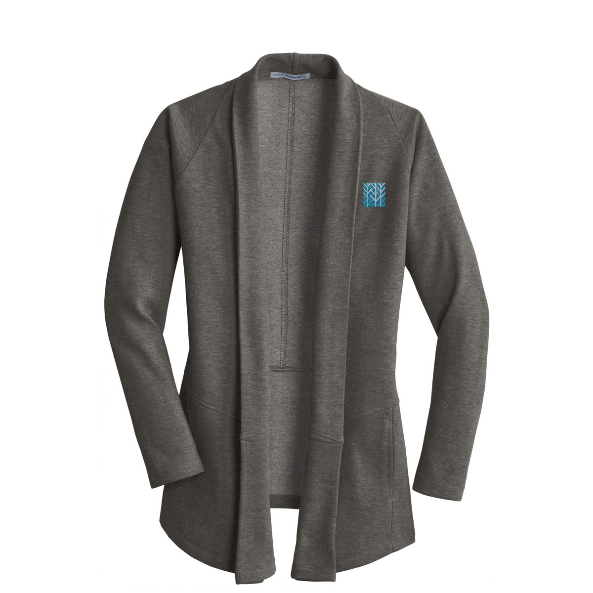 Port Authority Women's Interlock Cardigan — Charcoal Heather/ Medium Heather Grey